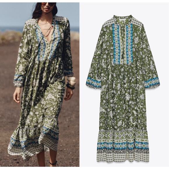 NWT Zara Maxi Boho Dress NWT Sz. XS - Picture 1 of 7